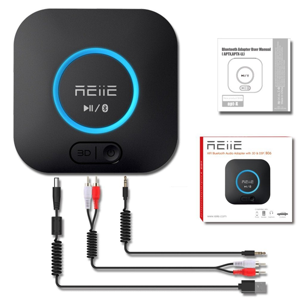 Audio Bluetooth Receiver,HiFi Wireless Audio Adapter,Bluetooth 4.2 Receiver with 3D Surround AptX Low Latency for Home and Car Music Stereo Streaming