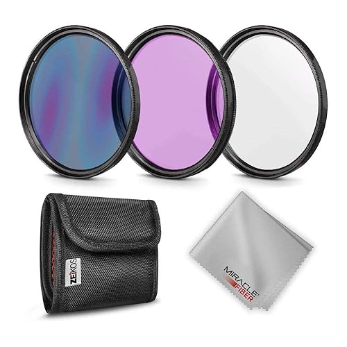 Zeikos 72mm Multi-Coated UV, CPL, FLD Professional Lens Filter Kit, Comes with Miracle Fiber Cloth and Carry Pouch, Accessory Kit for Lenses with a 72