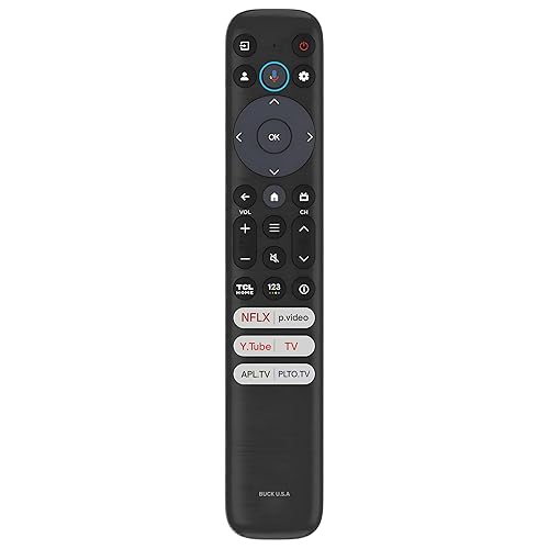 RC813 Remote Control Compatible with TCL TVs - Infrared + Bluetooth, Easy Setup, Shortcut Keys - Works with Google TV & Android TV Models QM8, QM7
