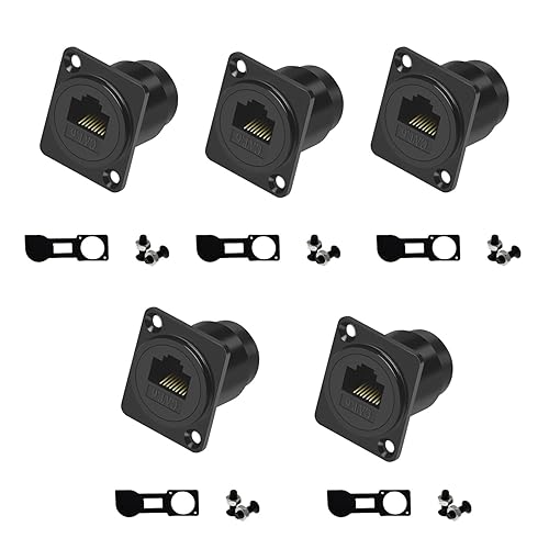 YiKaiEn RJ45 Panel Mount Adapter - 8P8C Female-to-Female Connector, Compatible with CAT6A/CAT6/CAT5E/CAT5, XLR/D-Panel Mountable, Network Port