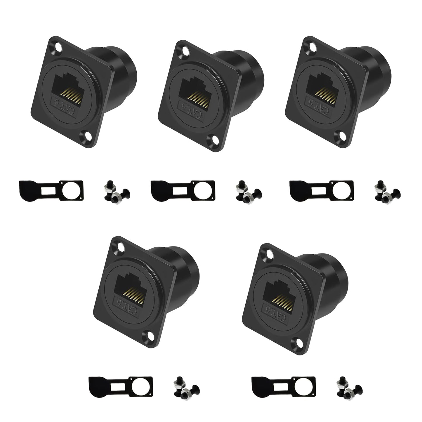 YiKaiEn RJ45 Panel Mount Adapter - 8P8C Female-to-Female Connector, Compatible with CAT6A/CAT6/CAT5E/CAT5, XLR/D-Panel Mountable, Network Port