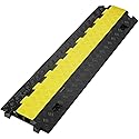 VEVOR Cable Protector Ramp, 2 Channel, 22000 lbs/axle Capacity Heavy Duty TPU Wire Cord Cover Ramp Hose Protector Driveway, Traffic Speed Bump w/TPR