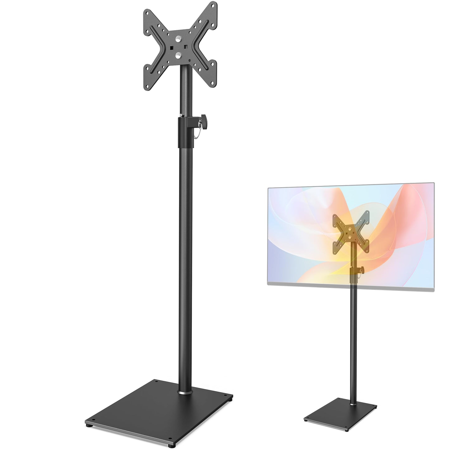 TV Stand with Mount 70” Height Adjustable Floor Monitor Stand 360°Swivel Universal Tiltable Tall TV Floor Stand for 12 to 43 inch Flat Screen Bedroom