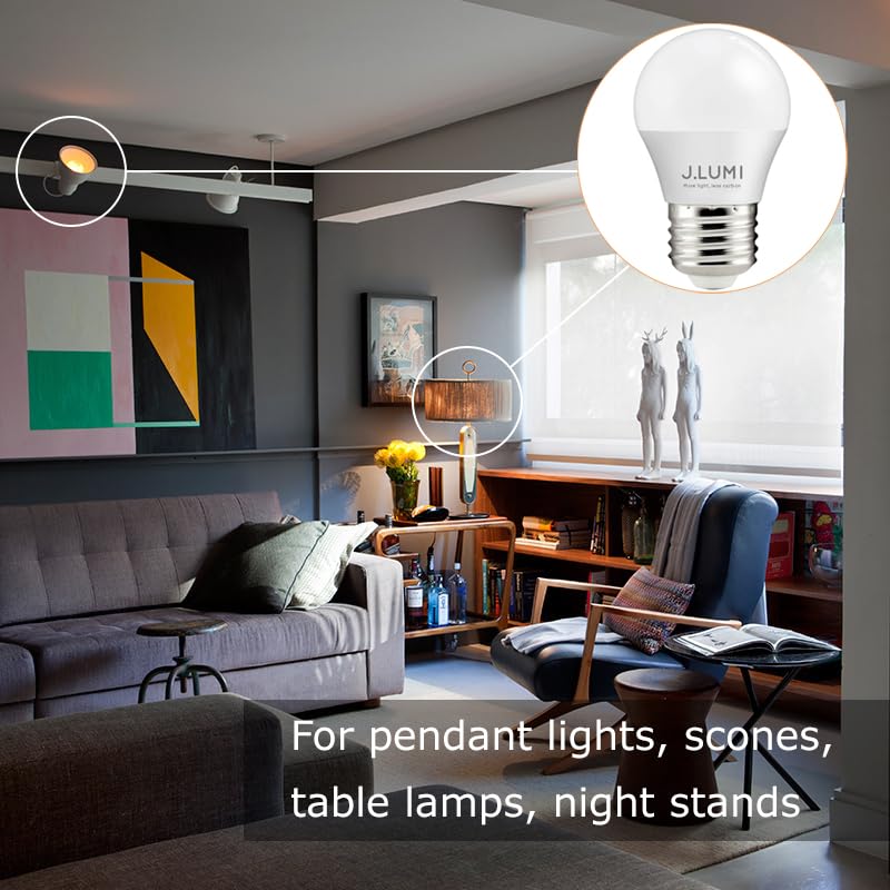 J.LUMI A15 LED Bulb 3W, 270 Lumens, 3000K Soft White, Small G45/A15 Shape, E26 Medium Base, 25W Equivalent Nightstand, Ceiling Fan & Ambient Lamp