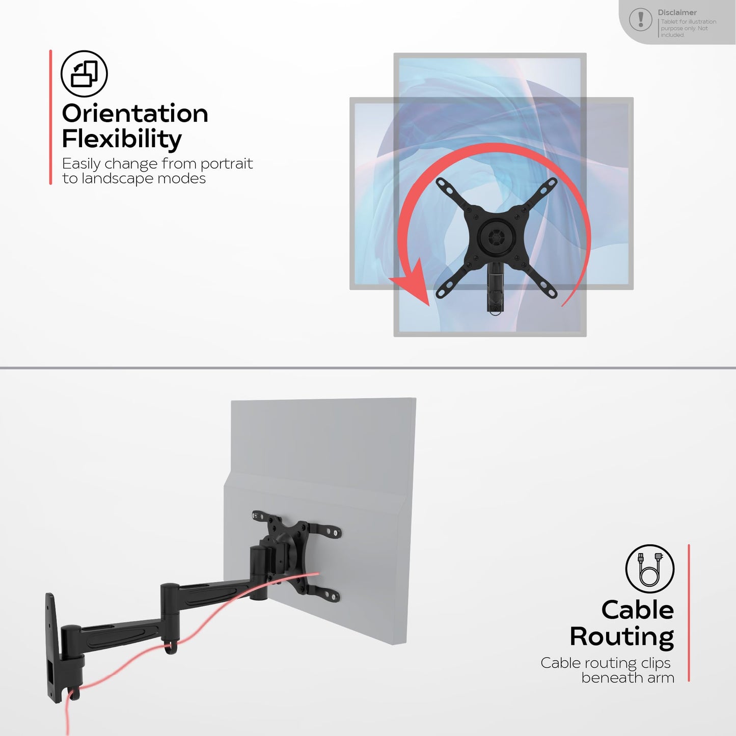 TV Full Rotation Wall Mount - CTA Digital Universal Articulating Wall Mount for 13-42 Inch TVs and Monitors up to 44 lbs. - Max VESA of 200X200mm