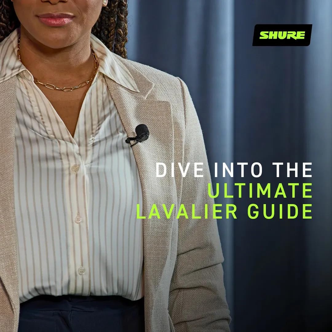 Shure WL184M Professional Low-Profile Lavalier Microphone - Supercardioid Condenser Lav Mic with TA4F Termination, includes Pouch, Tie Clip & Snap-Fit