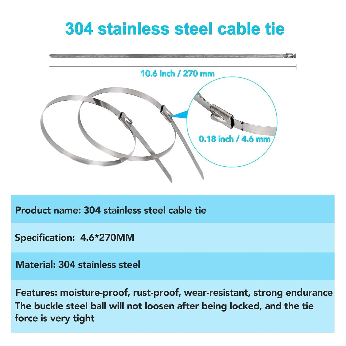 200PCS Metal tie wrap gun Kit, Aigreat Stainless Steel Cable Tie Gun Adjustable Tensioning and Cutting Tool with 200pcs 304 Self-Locking Stainless