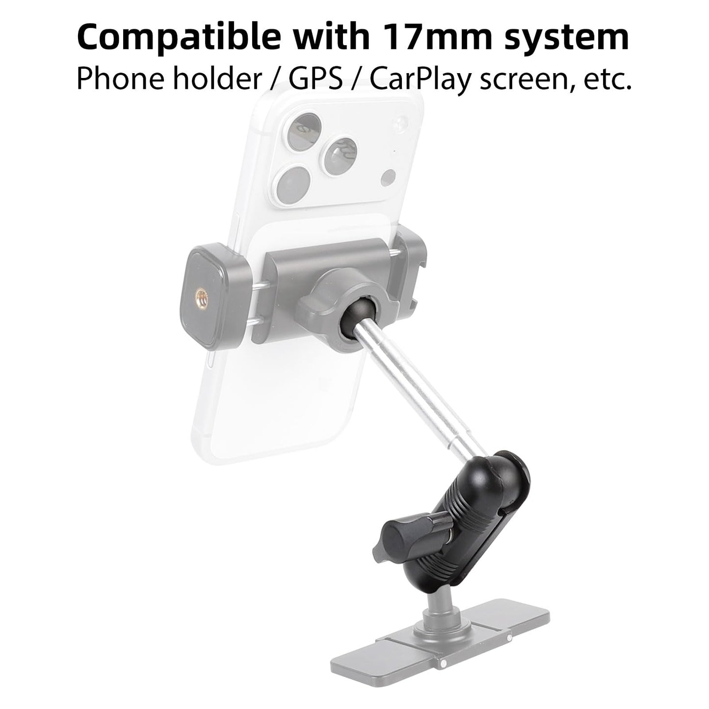 5.7" Length 17mm Ball Mount Extension Arm with17mm Double Ball Adapter, 360° Rotation Extension Rod for Car Cup Cellphone Holder Tablet Stand Air Vent