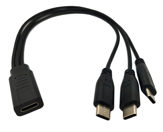 Qaoquda USB C Splitter Charge Cable,1 Feet USB-C Female to 3 x Type C Male Splitter Extension Cable, 3 in 1 Fast Charging Cord(Only for Charging)