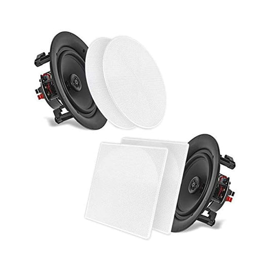 Pyle 5.25'' In-Wall/In-Ceiling Dual Speakers (Pair) - 2-Way Woofer Speaker System 1/2” Polymer Tweeter Flush Mount w/ 80Hz - 20kHz Frequency Response