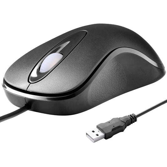 Mofkirg Classic Wired Office Mouse Ergonomic USB Optical 3-Button 1000 DPI Comfortable Durable for Windows Mac Laptop Desktop Black (1)