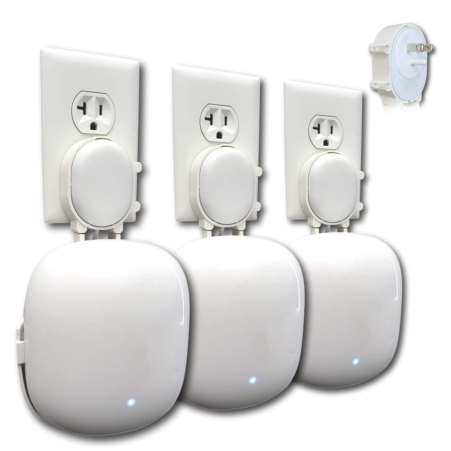The Nest WiFi Pro Genie Wall Mount Outlet Holder Stand (3-Pack) | Lowest Profile | Open Access | No Messy Screws or Tape | Reinforced Support |
