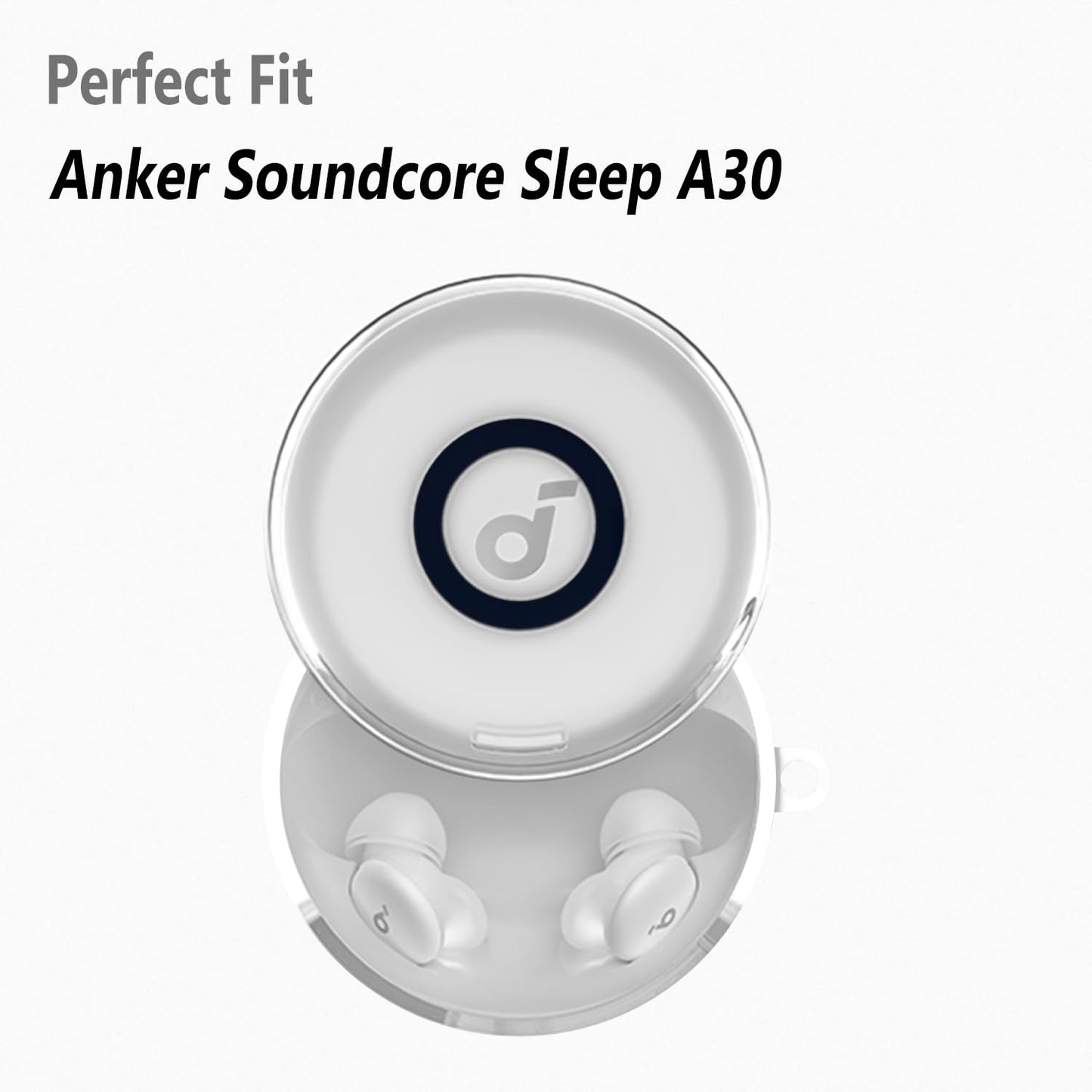 Geiomoo TPU Cover for Anker Soundcore Sleep A30 Case, Soft Flexible Scratch Resistant Protective with Carabiner (Clear)