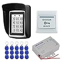 HFeng DIY RFID Access Control System Kit for Home Outdoor Waterproof Cover + RFID Keypad + DC12V 3A Power Supply + Door Exit Button + 15pcs EM4100 Key