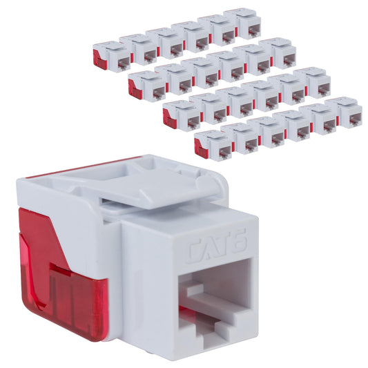 ICC CAT6 Keystone Jack with Inline IDC No Pair Split Wiring (Easier Termination) UL Listed PoE++ TAA Compliant for Wall Plate or Patch Panel, Works