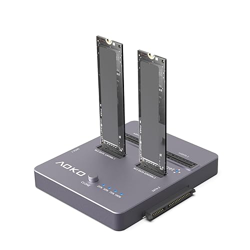 AOKO M.2 NVMe SSD Cloner, Dual-Bay 4-in-1 Hard Drive Docking Station,Hard Drive Reader/Cloner for M.2 PCIE NVME+mSATA & SATA 2.5"/3.5" HDD,Offline
