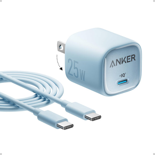 Anker 25W USB C Charger Block, Compact and Foldable Type C Charger, Supports PPS Fast Charging for Galaxy S24/Z Fold/Z Flip/Tab, iPhone 17/16 Series