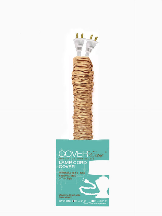 Gold/Golden COVEREase Cord Lamp Cover 9 ft Faux Silk Fabric Cover - Cable Sleeve, Wire Cover, Cord Hider for Cable Management for Electrical Lighting