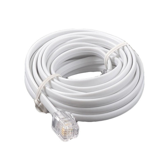 YXQ RJ11 Plug Telephone Adapter Landline Cable 6P4C Male to Male 2.9M Length, White