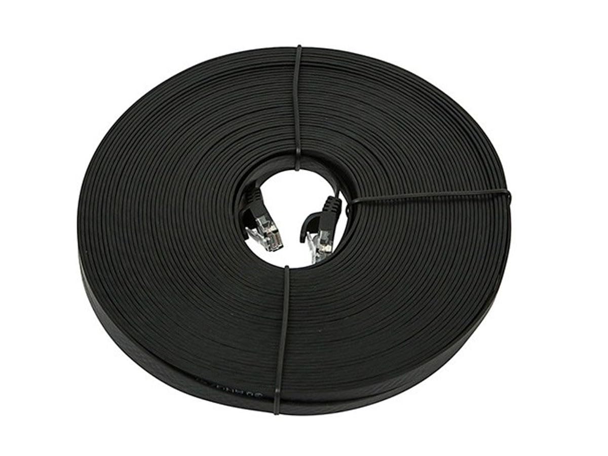 Monoprice Cat5e Ethernet Patch Cable - RJ45, Flat,Stranded, 350Mhz, UTP, Pure Bare Copper Wire, 30AWG, 100 Feet, Black