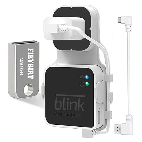 256GB Blink USB Flash Drive and Sync Module 2 Mount, Space Saving and Easy Move Mount Bracket Holder for Blink Outdoor Indoor Security System