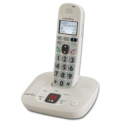 Clarity 53714 Dect 6.0 Amplified Cordless Phone with Digital Answering System VoIP Phone and Device,White,D714