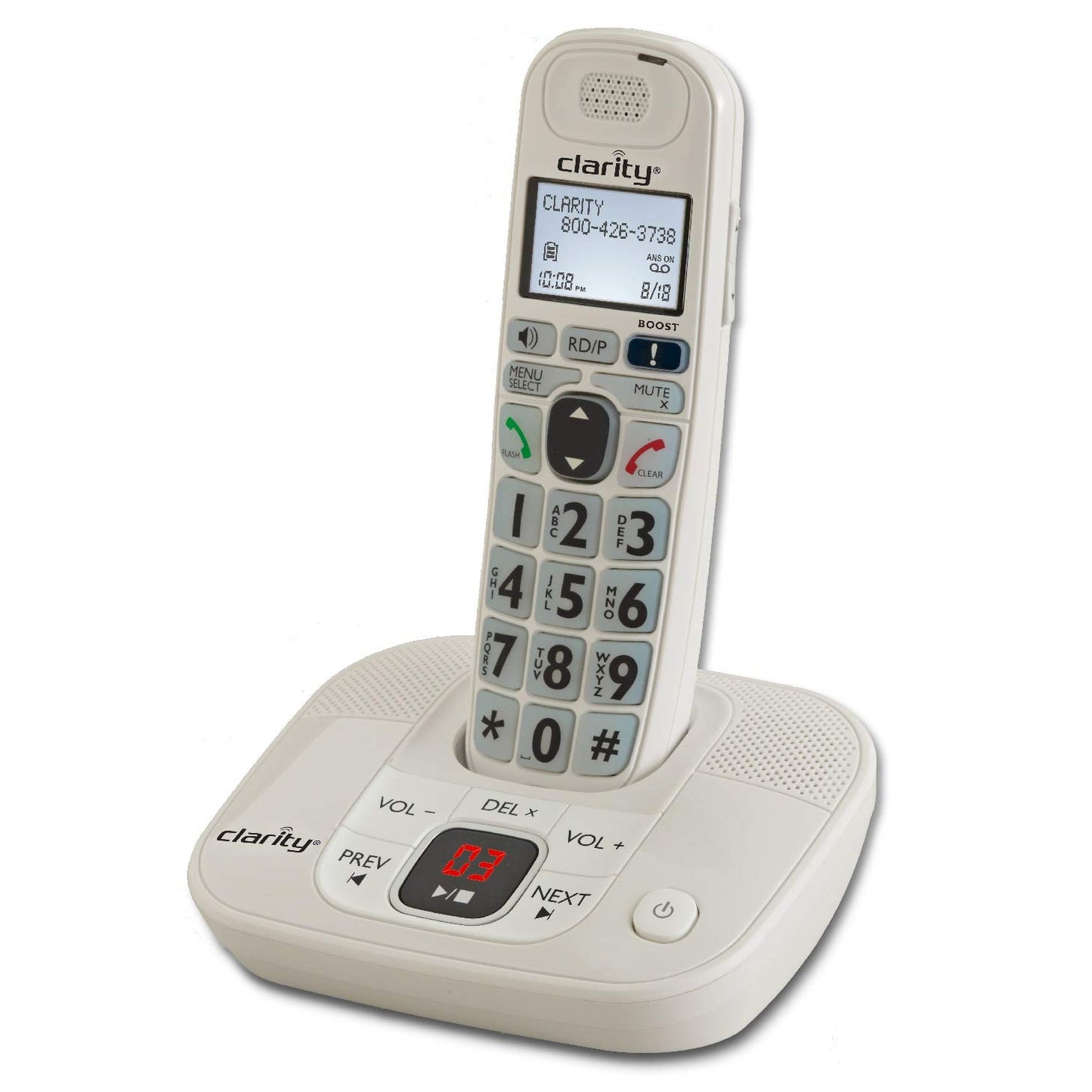 Clarity 53714 Dect 6.0 Amplified Cordless Phone with Digital Answering System VoIP Phone and Device,White,D714