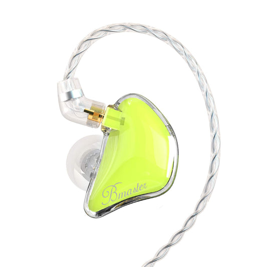 BASN Bmaster Noise Isolating in Ear Monitor Earphones, 1BA+2DD Hybrid Balanced Armature Driver IEM Headphones with Two Detachable MMCX Cables (Yellow)