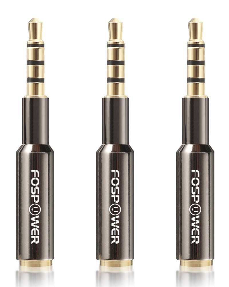 FosPower 3.5mm Male to Female Auxiliary Stereo Audio Headphone Jack AUX Adapter, 4-Conductor TRRS for iPhone, Smartphones, Tablets, Speakers
