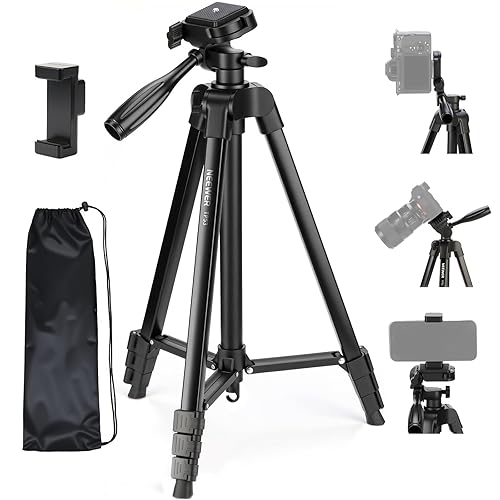 NEEWER Entry Level Version Tripod for Cell Phone & Camera, Metal Lightweight Portable Travel Stand with Cold Shoe Cellphone Holder Mount Compatible