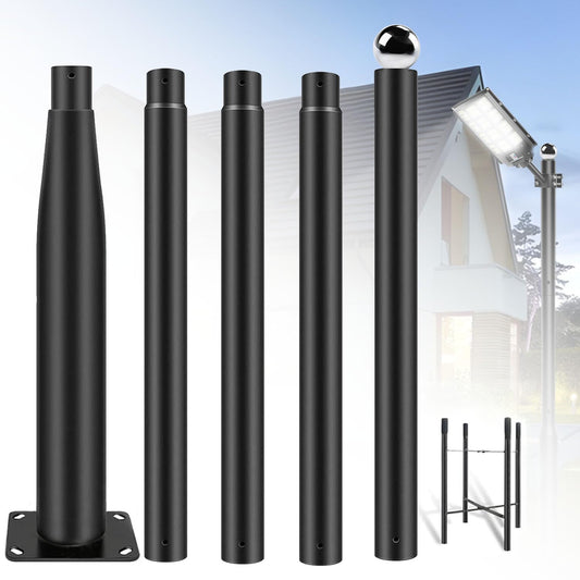 TIUYAO Street Light Pole 16Ft Tall, Solar Split Street Lamp Post for Outdoor Light Galvanized Heavy-Duty Metal Light Pole with Mounting Steel Anchors