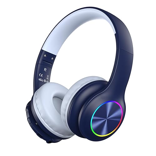 Candy Bila Kids Bluetooth 6.0 Headphones with LED Light, 85Hours Playtimes, Type-C Fast Charging, 85/94dB Volume Limited, Comfort Wireless Headphones…