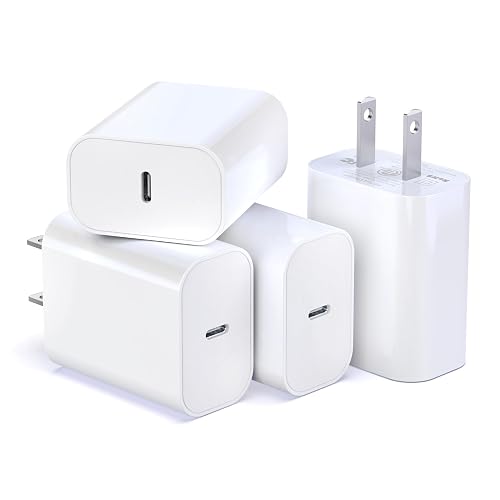 [4-Pack] 20W USB-C Charger Block - Fast Wall Power Adapter Compatible with iPhone 17/16/15/14 Series, Galaxy S25/S24 & iPad - Multi-Device Type C