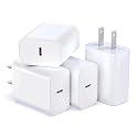 [4-Pack] 20W USB-C Charger Block - Fast Wall Power Adapter Compatible with iPhone 17/16/15/14 Series, Galaxy S25/S24 & iPad - Multi-Device Type C