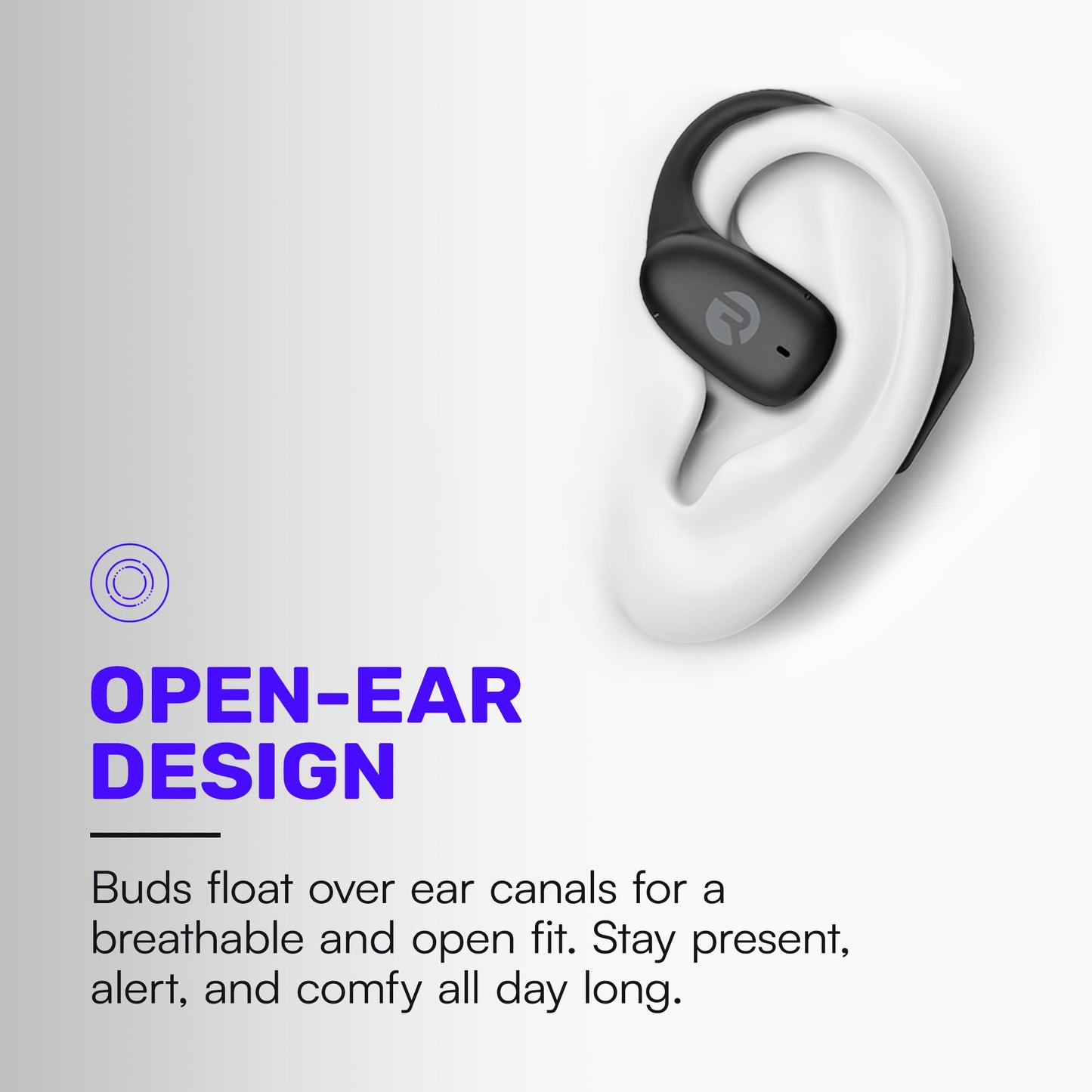 Raycon Essential Open Ear Earbuds - Open Ear Headphones, Earbuds Wireless Bluetooth, Sweat & Water-Resistant Earphones, Running Headphones