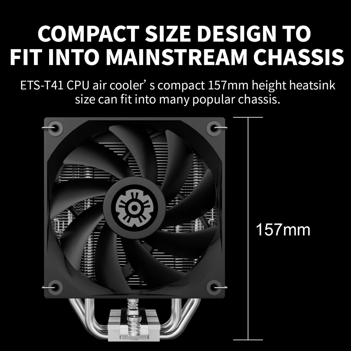 Enermax T41 CPU Air Cooler 157mm Height CPU Air Cooler 4 Heat Pipes with Dual 120mm PWM Fan 250W TDP, for Intel 1851/1700/1200/115X, AMD AM5/AM4