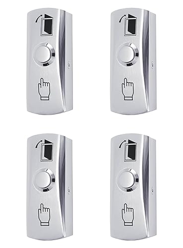 Push to Exit Button for Door Access Control System Zinc Alloy Shell NO/COM Output Classic Shape 4pcs