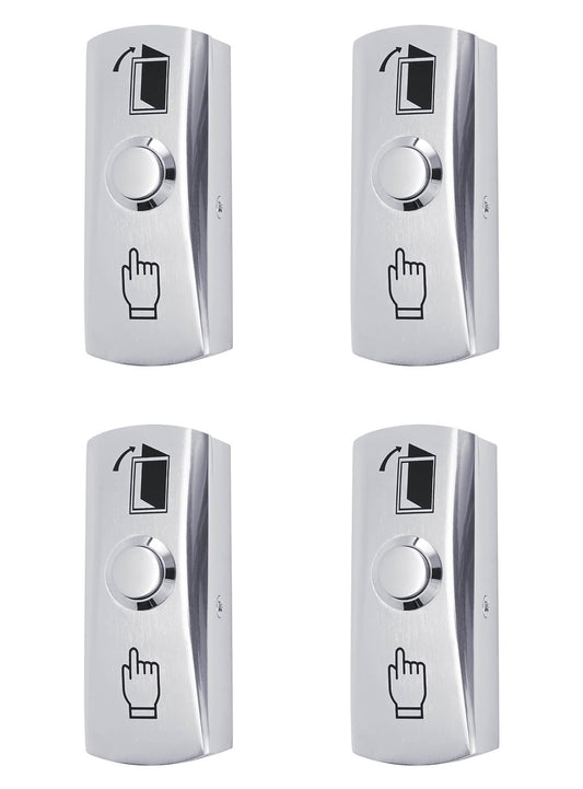 Push to Exit Button for Door Access Control System Zinc Alloy Shell NO/COM Output Classic Shape 4pcs