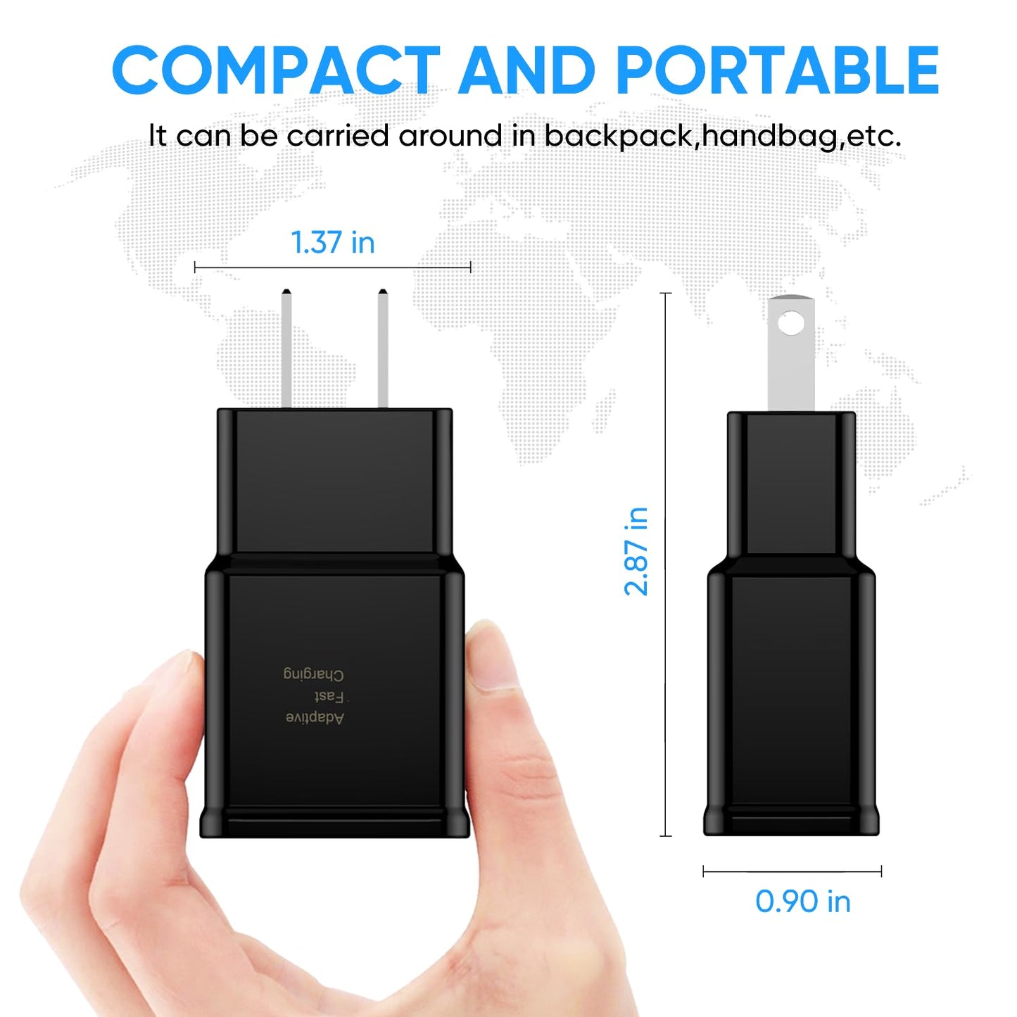 Adaptive Fast Charging Block USB Wall Charger Adapter Fits Samsung Galaxy S25/S24/S23/S22/S22 Ultra/S21/S20/S10/S9/S8/S7/Edge/Note 10 Quick Charge