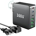 USB C Charger, 160W Fast GaN Compact Foldable Rapid Plug 6 Multiple Port PD Charging Station Laptop Power Adapter for MacBook Pro/Air and iPad Pro
