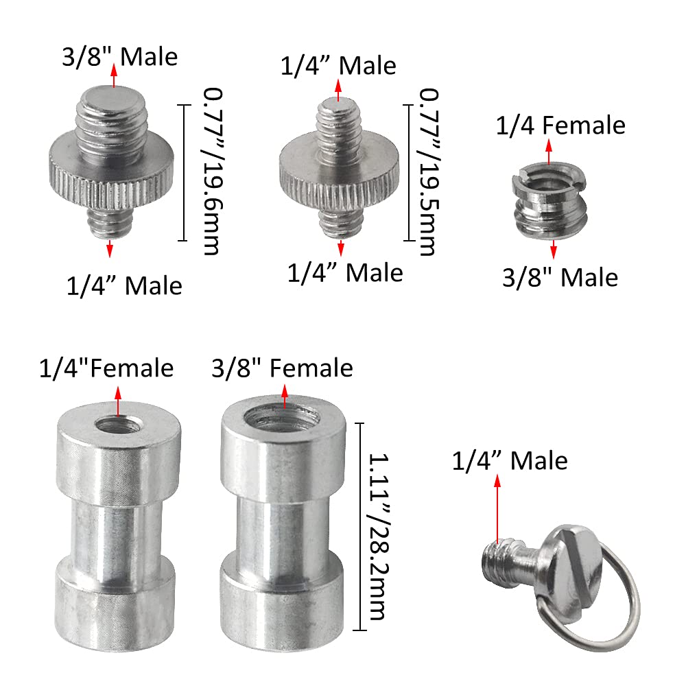 XINMEIWEN 30Pack Camera Screw Set 1/4 Inch and 3/8 Inch Threaded Screws Adapter Hot Shoe Adapter Mount Set for Camera/Tripod/Mono-pod/Light Stand