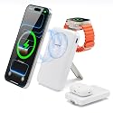 APTMAPT Magnetic Portable Charger, 10000mAh MagSafe Power Bank Fast Charging with Stand, 3 in 1 Travel Essential Wireless Charger Station for iPhone