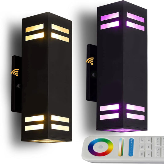 iYogaled Up and Down Lights Outdoor, RGB Color Changing Outdoor Wall Lights with Dusk to Dawn Photocell Sensor?LED Smart Exterior Wall Light Fixtures