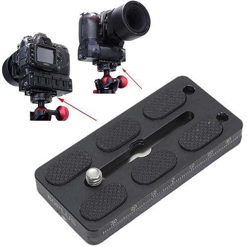 iShoot 80mm Long Metal Quick Release Plate for Large Camera Body with Battery Grip, Compatible with 39mm Arca-Swiss Fit Tripod Head Clamp