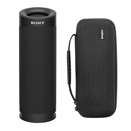 Sony SRSXB23 Extra BASS Bluetooth Wireless Portable Waterproof Speaker (Black) with Hardshell Travel and Protective Case Bundle (2 Items) - Compact