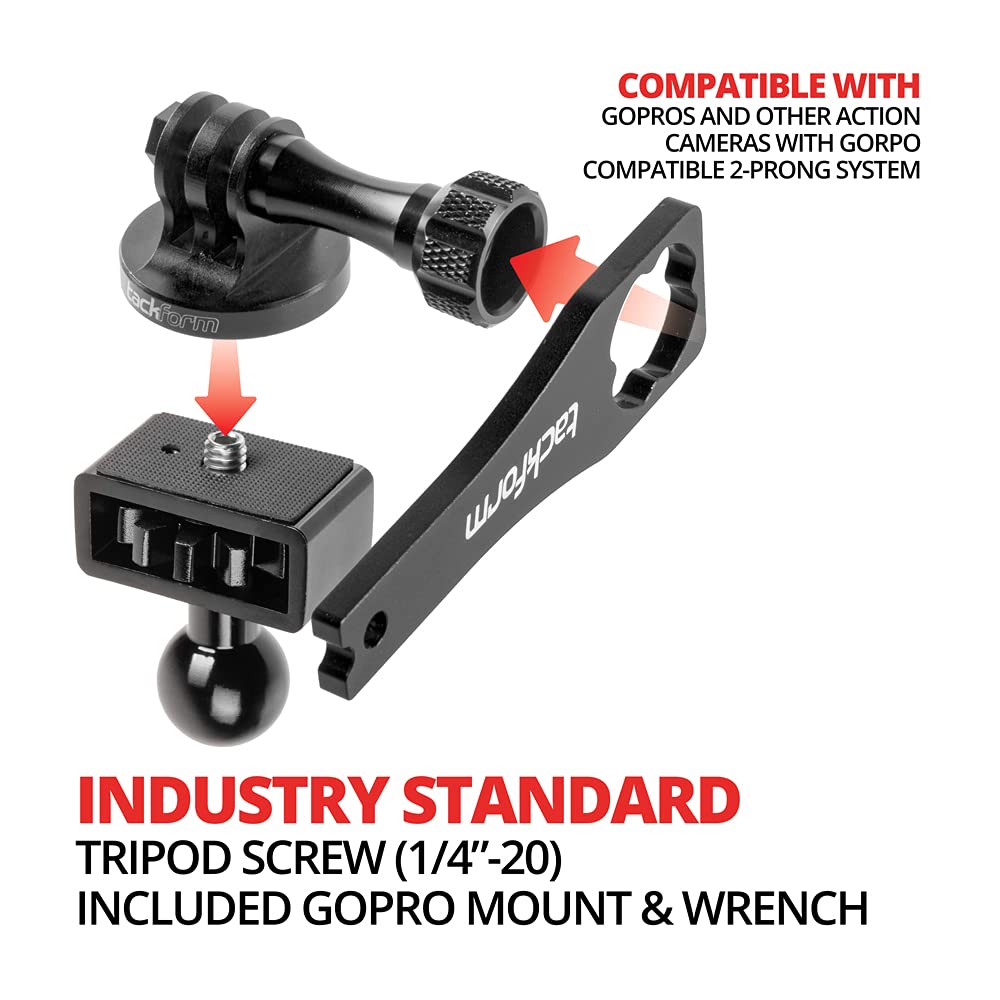 Tackform Action Camera Mount with 4.75" Arm and AMPS Mounting Base | 20mm System | Compatible with GoPro
