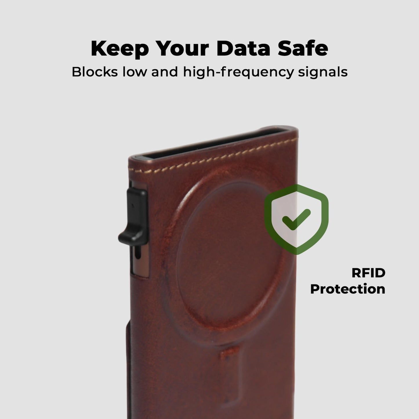 Tony Perotti Italian Leather MagSafe Wallet Card Holder - RFID Blocking, Eco-Friendly Vegetable-Tanned Leather, Quick Access Pop-Up Card Slider, Fits