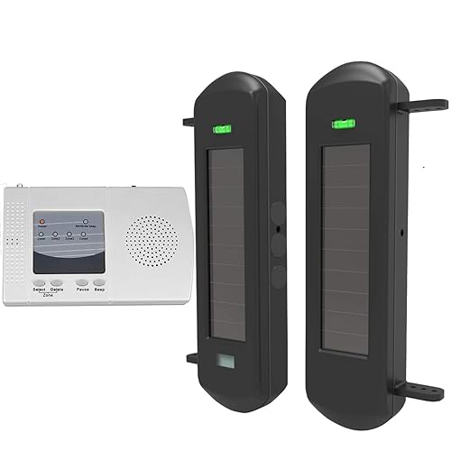 HTZSAFE Solar Wireless Driveway Alarm System-1/2 Mile Long Transmission Range-300 Feet Wide Sensor Range-No Wiring No Need Replace Battery-Outdoor