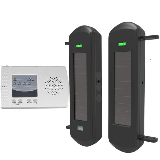 HTZSAFE Solar Wireless Driveway Alarm System-1/2 Mile Long Transmission Range-300 Feet Wide Sensor Range-No Wiring No Need Replace Battery-Outdoor