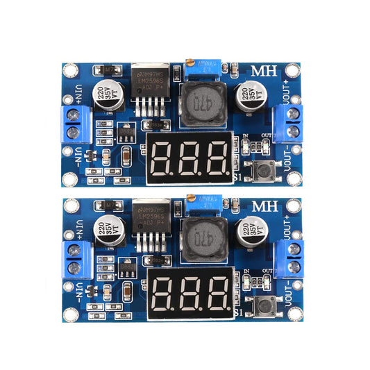 2 Pcs LM2596s DC Buck Converter, MELIFE Adjustable DC to DC Step-down Voltage Regulator Power Module 36V 24V 12V to 5V 2A Voltage Stabilizer with LED…